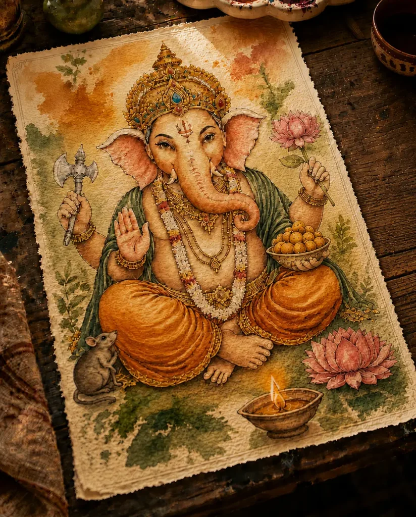 Ganesha Watercolour Art