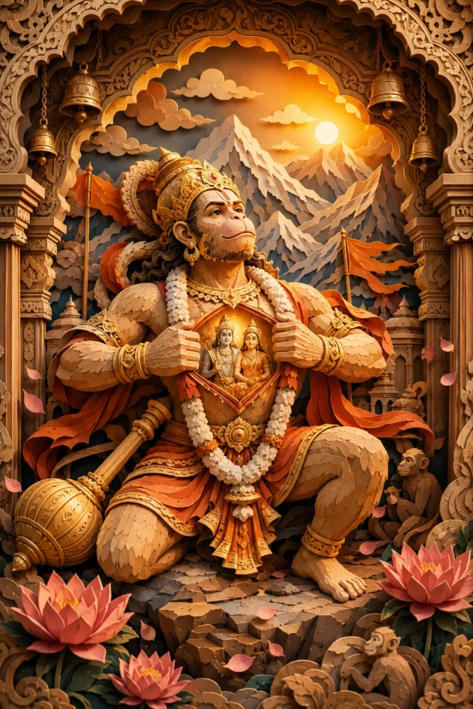 Hanuman ji paper art sytle