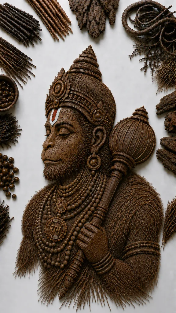 Hanuman ji made out of twigs
